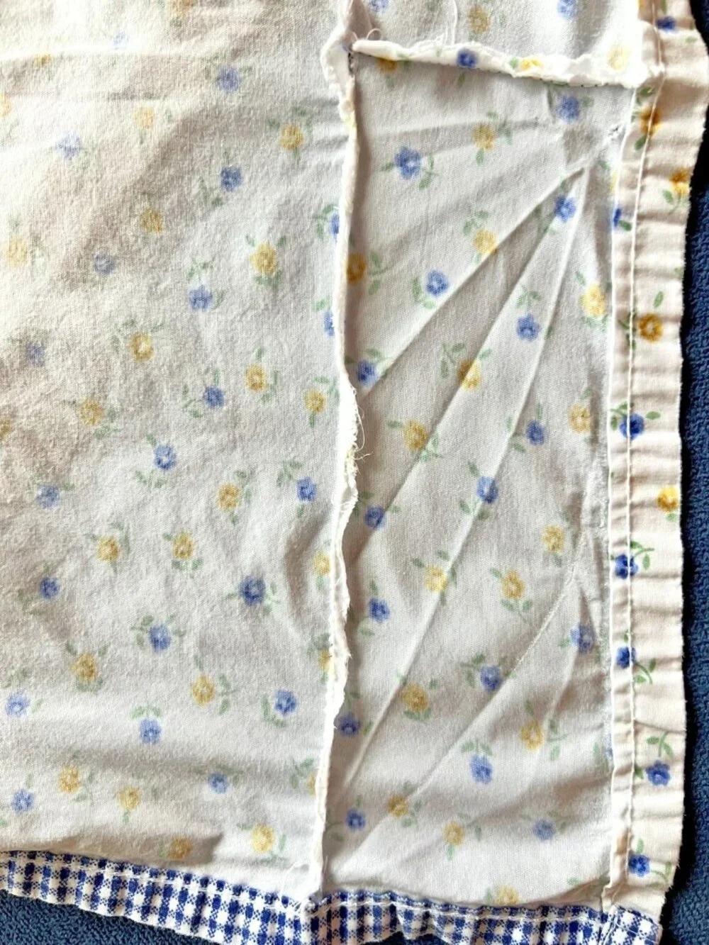 Tommy Hilfiger TWIN Sheet Set Pillowcase FLORAL Blue Yellow Gingham 100% Cotton
